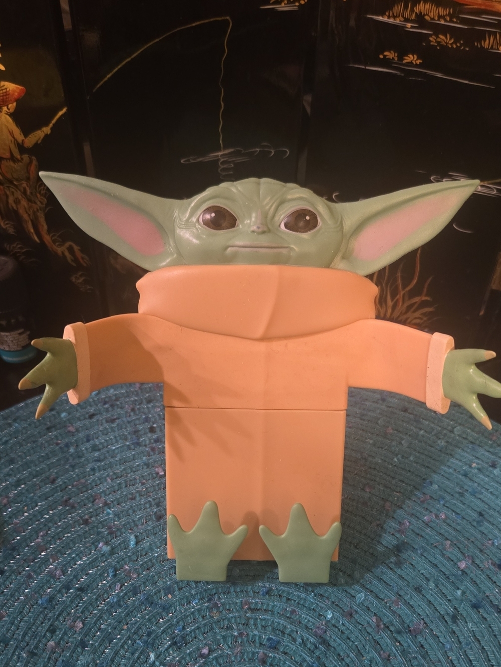 Cute Green Baby Yoda Phone Holder with Peach Robe